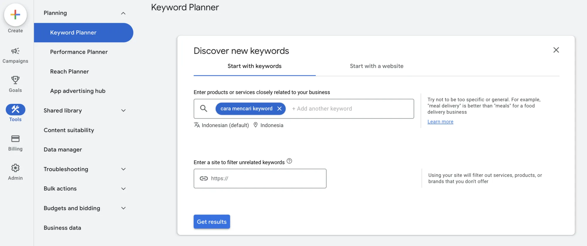 Riset Keyword Gratis dengan Google Keyword Planner