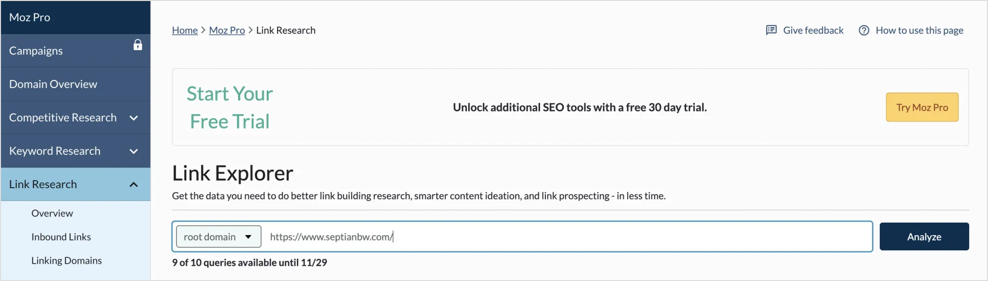 Tools Cek Domain Authority MOZ Checker