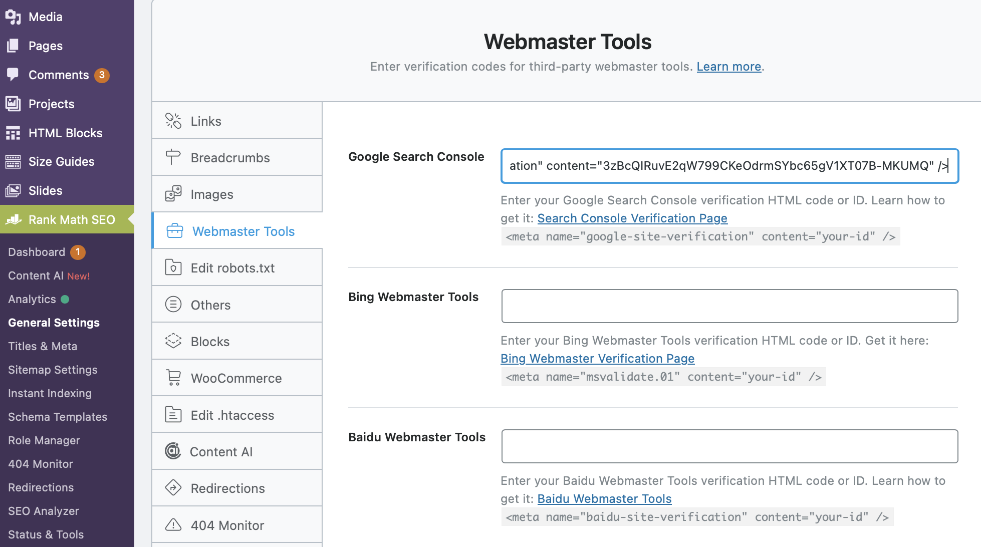 Daftar Google Search Console dengan Rank Math