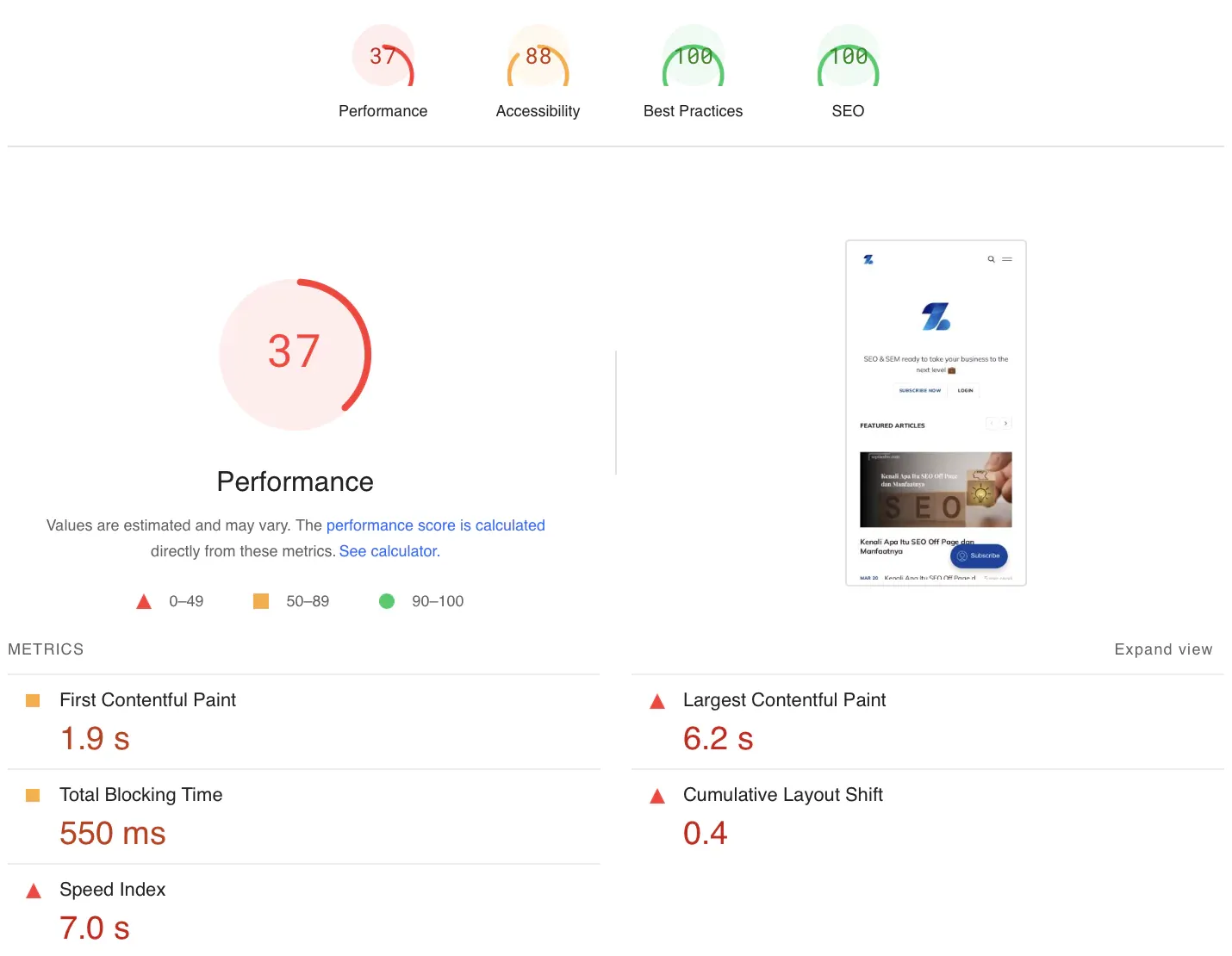 Page Speed Insights dari Google