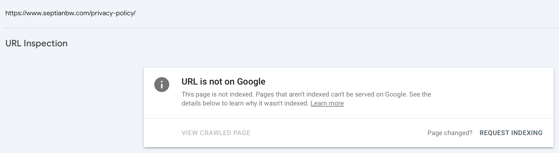 Request Indexing GSC