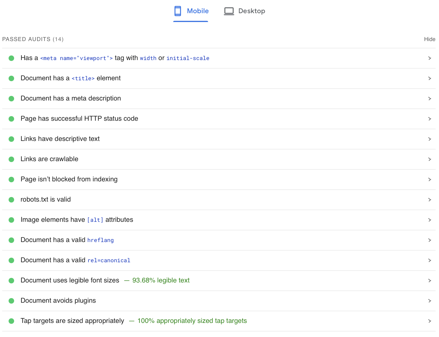 Tampilan Page Speed Insight Mobile-Friendly