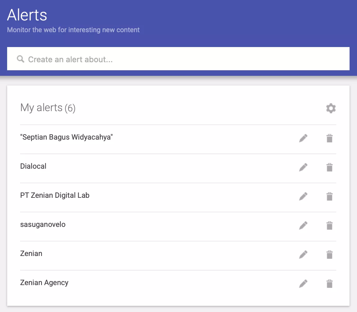 Cek backlink di Google Alert
